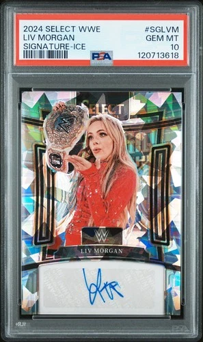 2024 Panini Select WWE Signatures Liv Morgan #SG-LVM Ice Prizm PSA 10 POP 1
