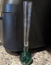 Vintage Green Hand Blown Controlled Bubble Ball Bud Vase 8.25” High