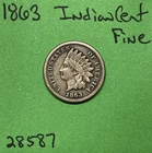 1863 Indian Head Cent / Penny  1c Fine Copper-Nickel