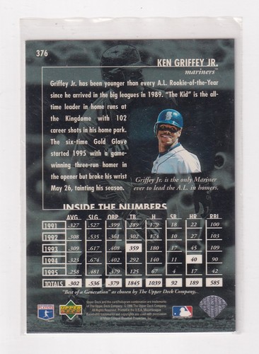 1996 Upper Deck Best of a Generation # 376 Ken Griffey Jr. Nice Card - Picture 2 of 2