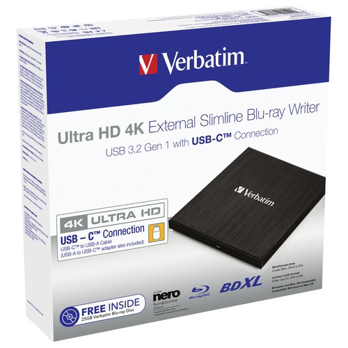 VERBATIM® Ultra HD 4K Blu-ray Writer with USB-C Port - Afbeelding 2 van 9