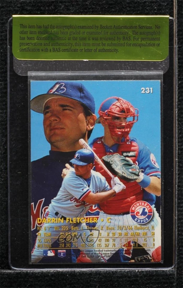 BAS 1996 Fleer Ultra Darrin Fletcher #231 Beckett Auth Sticker Auto - Image 2 of 2