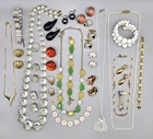 Costume Jewelry Lot C, 35+ Assorted Jewelry Vintage To Now Gold Silver Tone