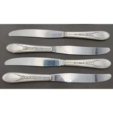 WM Rogers Mfg Set 4 Dinner Knives PRISCILLA LADY ANN Silverplate Flatware Vtg