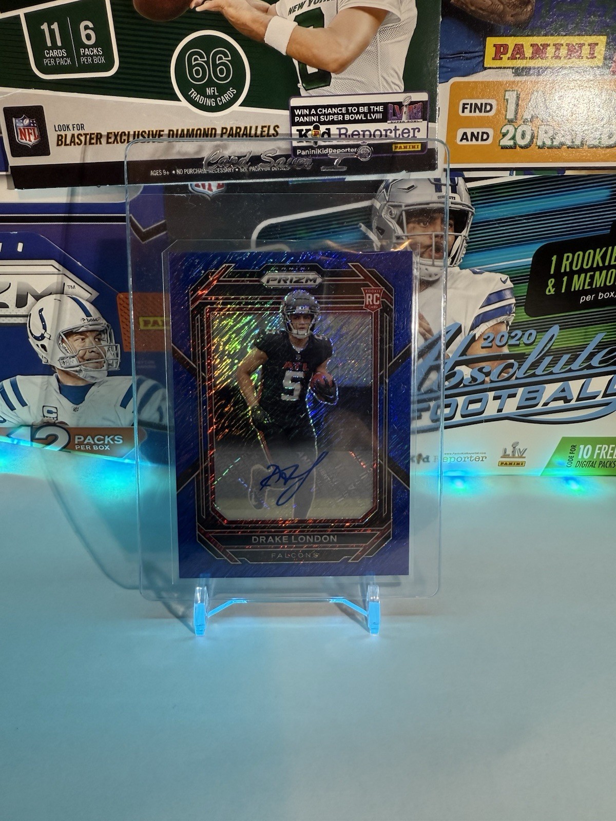 2022 Panini Prizm - Rookies Drake London #308 Blue Shimmer Prizm Autographs /25 