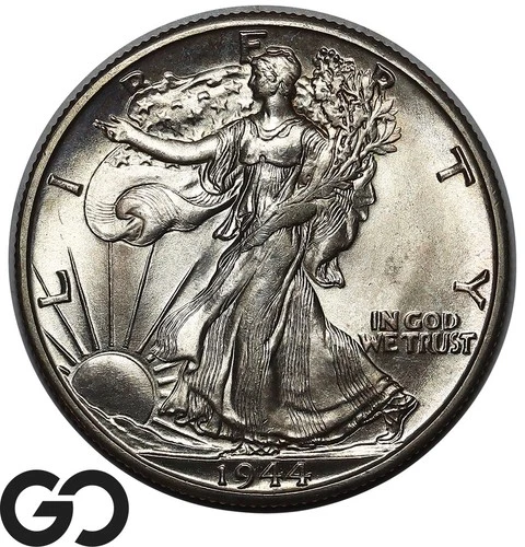 1944-D Walking Liberty Half Dollar, Solid Gem BU++