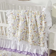 Wildflower Butterfly Crib Bedding Sets for Girls Nursery Set 3-Piece Farmhous...