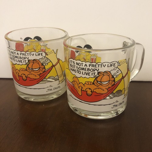 Set 4 tazzine da caffè in vetro McDonald's vintage GARFIELD Odie 1978 ottime - Foto 5 di 14