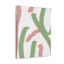 Wall Art Decor - Canvas Print Artwork - Green Mauve Abstract Brush Stroke Patter