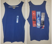 Vintage Speedo Mens Blue Tank Top Swim Surf Logo Beach Shirt Mens M