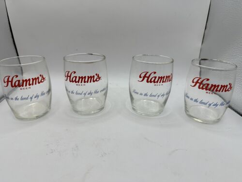 1 Vintage Hamm's Beer Small Glass Advertising Brewiana Sky Blue Waters RARE