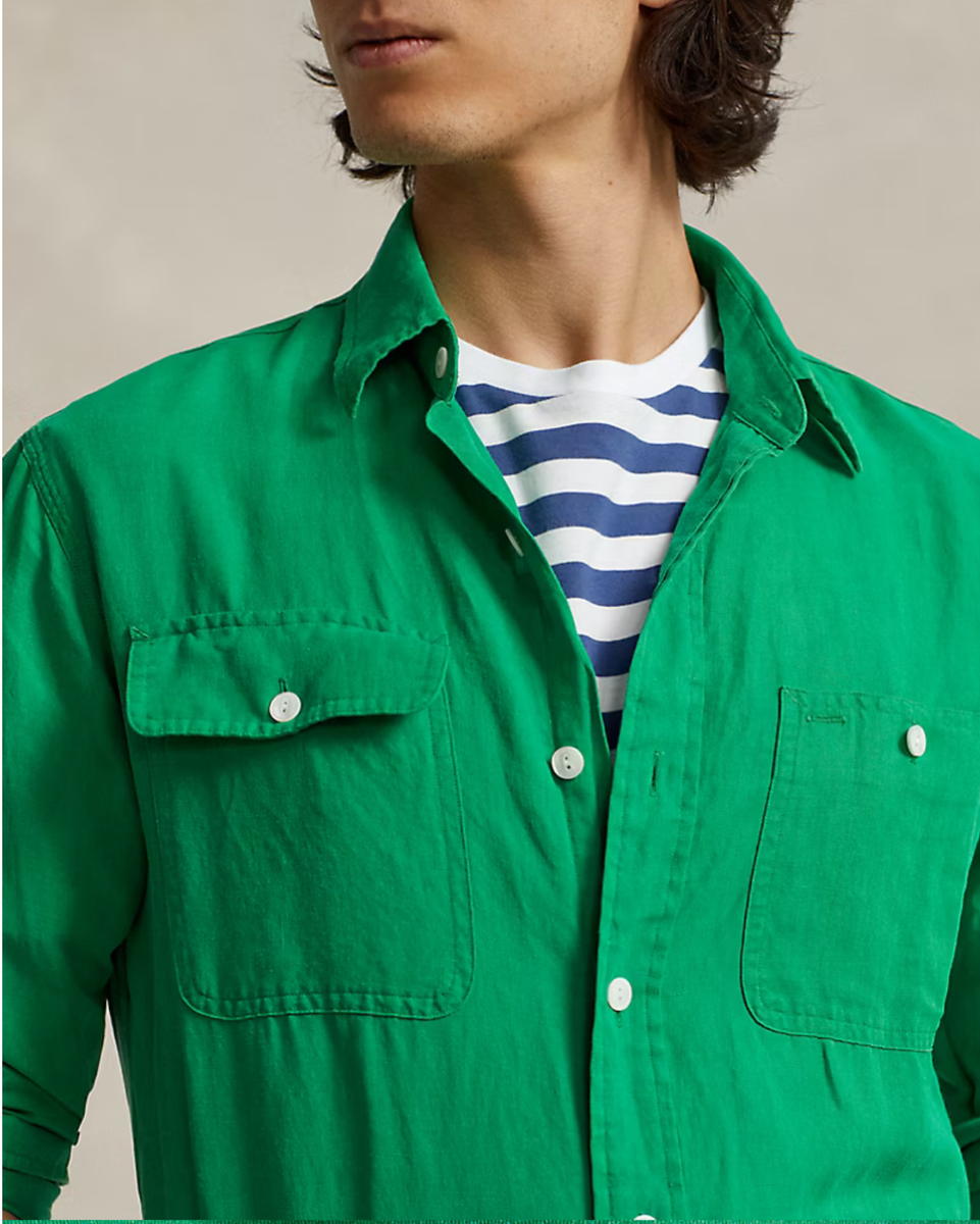 Polo Ralph Lauren Classic Fit Linen-Silk Workshirt Men Sz M