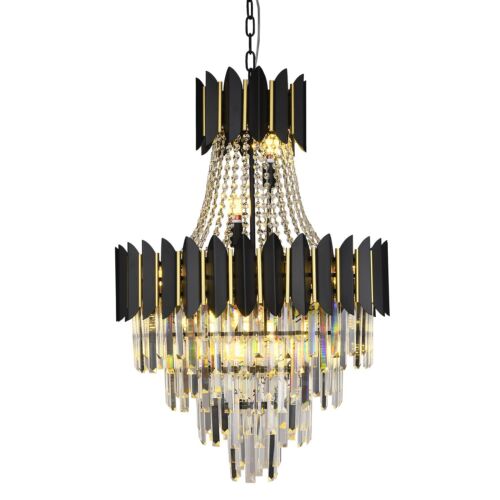 Afficat Modern Crystal Chandelier Black 4-Tier Round Crystal Chandeliers Ligh... - Picture 1 of 7