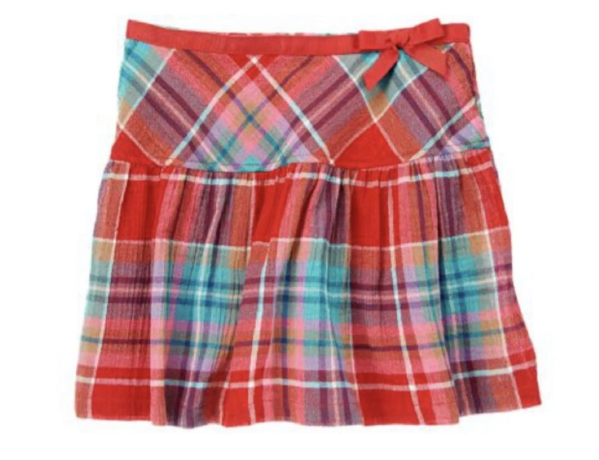 NUEVO CON ETIQUETAS Crazy8 Traje de Vacaciones LS Lentejuelas Copo de Nieve Camiseta Cinta Falda a Cuadros M (7-8) Foto 4 de 4