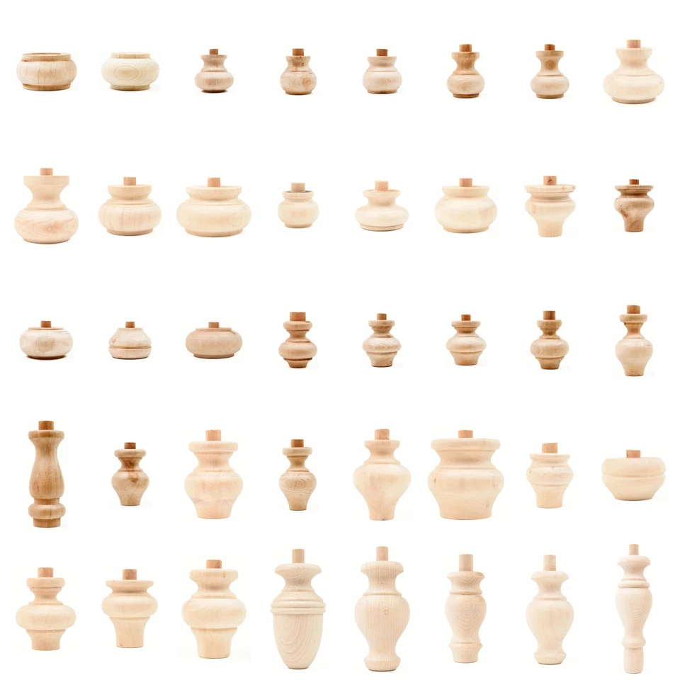 Antik Möbel Holzfüße Eiche, Fichte, Erle o. Nussbaum Massivholz rund für Schrank