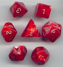 NEW RPG Dice Set of 7 - Marble Red D4 D6 D8 D10 D12 D20 D00-90