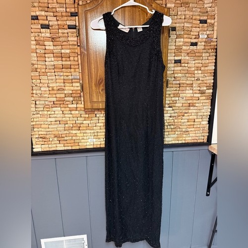 Vintage 100% Silk Laurence Kazar fully beaded gown size large - Picture 2 of 9