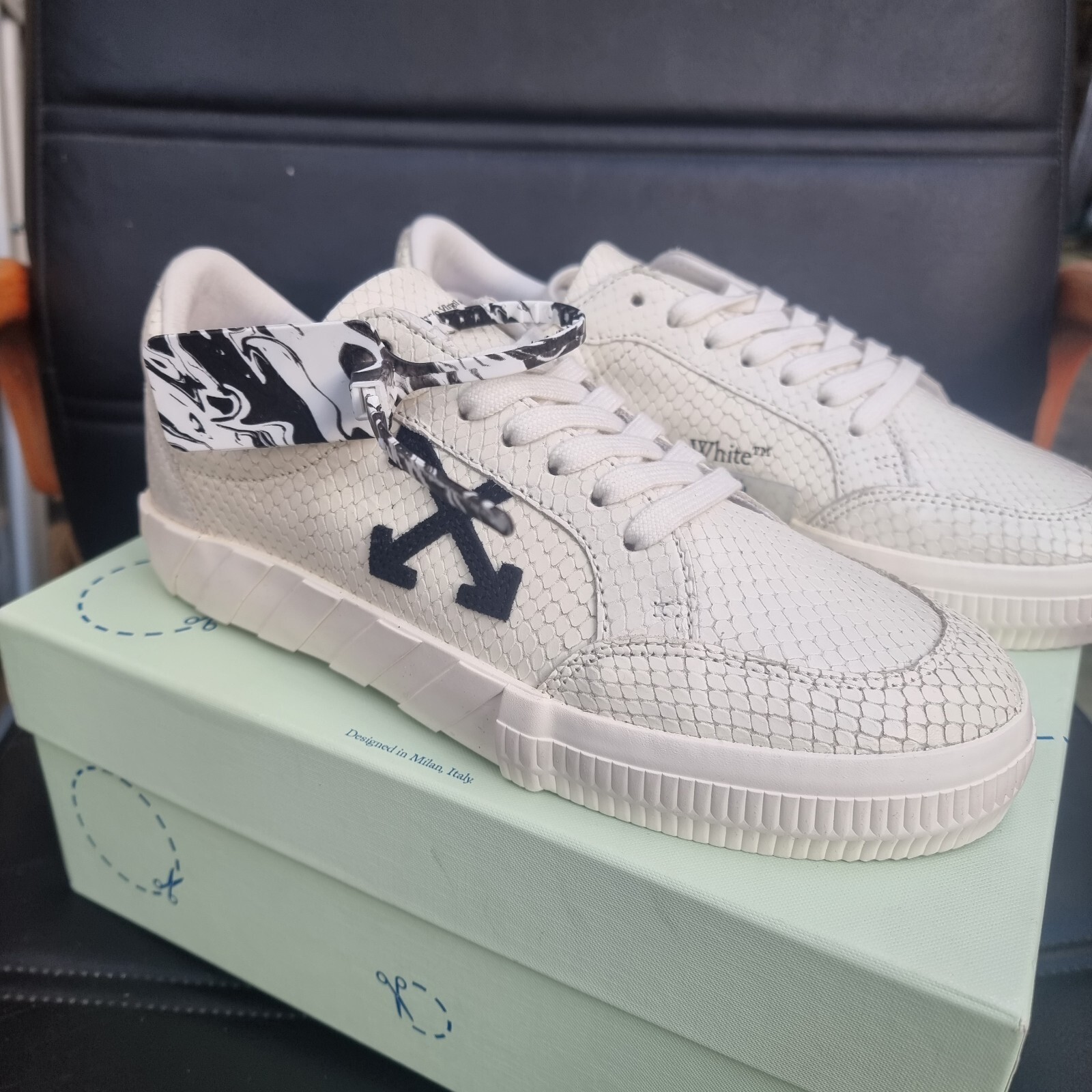 Off White Low Vulcanized Snakeskin Embossed Leather - UK6/EU40 #ListingsInLights image 8