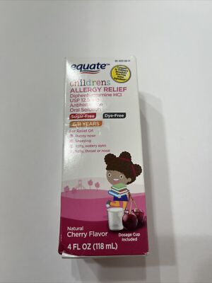 Equate Children's Allergy Relief Oral Solution, Cherry Flavor, 4 fl oz See Descr