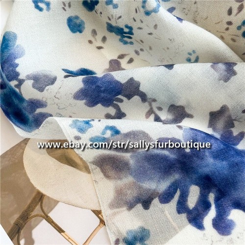 Sallys Cashmere Ring Scarf Wrap Shawl Flowers Print Soft Delicate Light 78"*39" - Picture 9 of 12