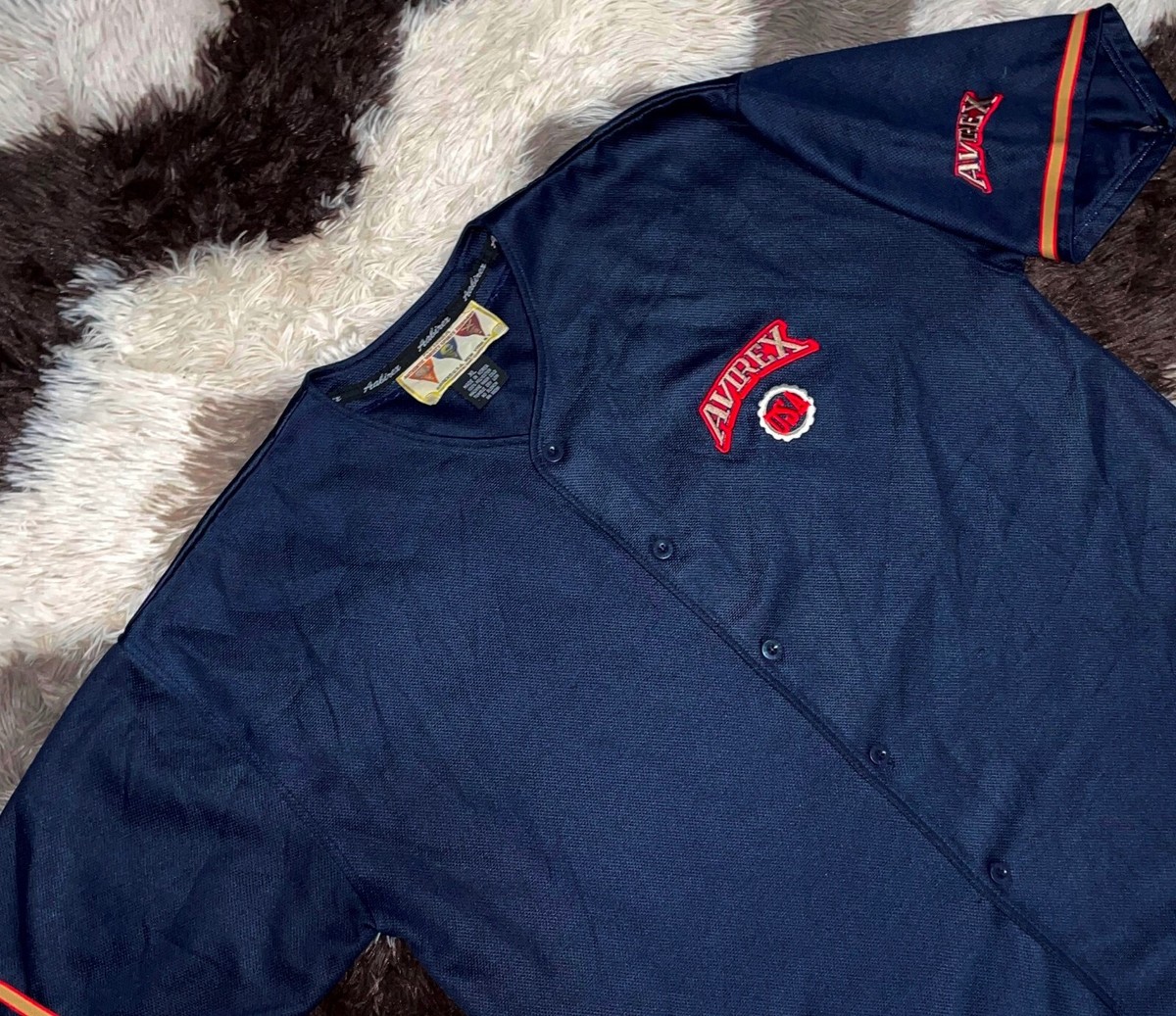 希少 90s AVIREX アビレックス ゲームシャツ b系 y2k RARE AVIREX VINTAGE USA BASEBALL JERSEY SHIRT SIZE XL BLUE