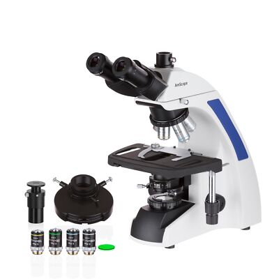 AmScope 40X-1000X Brightfield Phase Contrast Plan Infinity Kohler Lab Microscope