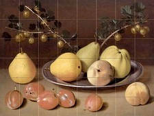 STILL LIFE OF PEARS Tile Mural Kitchen Bathroom Wall Backsplash 34x25.5