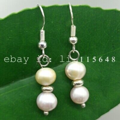 7-8mm Pink Purple Freshwater Cultured Pearl Earrings Gift Women Chakra Jewelry