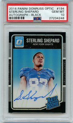 2016 Optic Black STERLING SHEPHARD ''Rated Rookie'' Autograph /25 - PSA 10