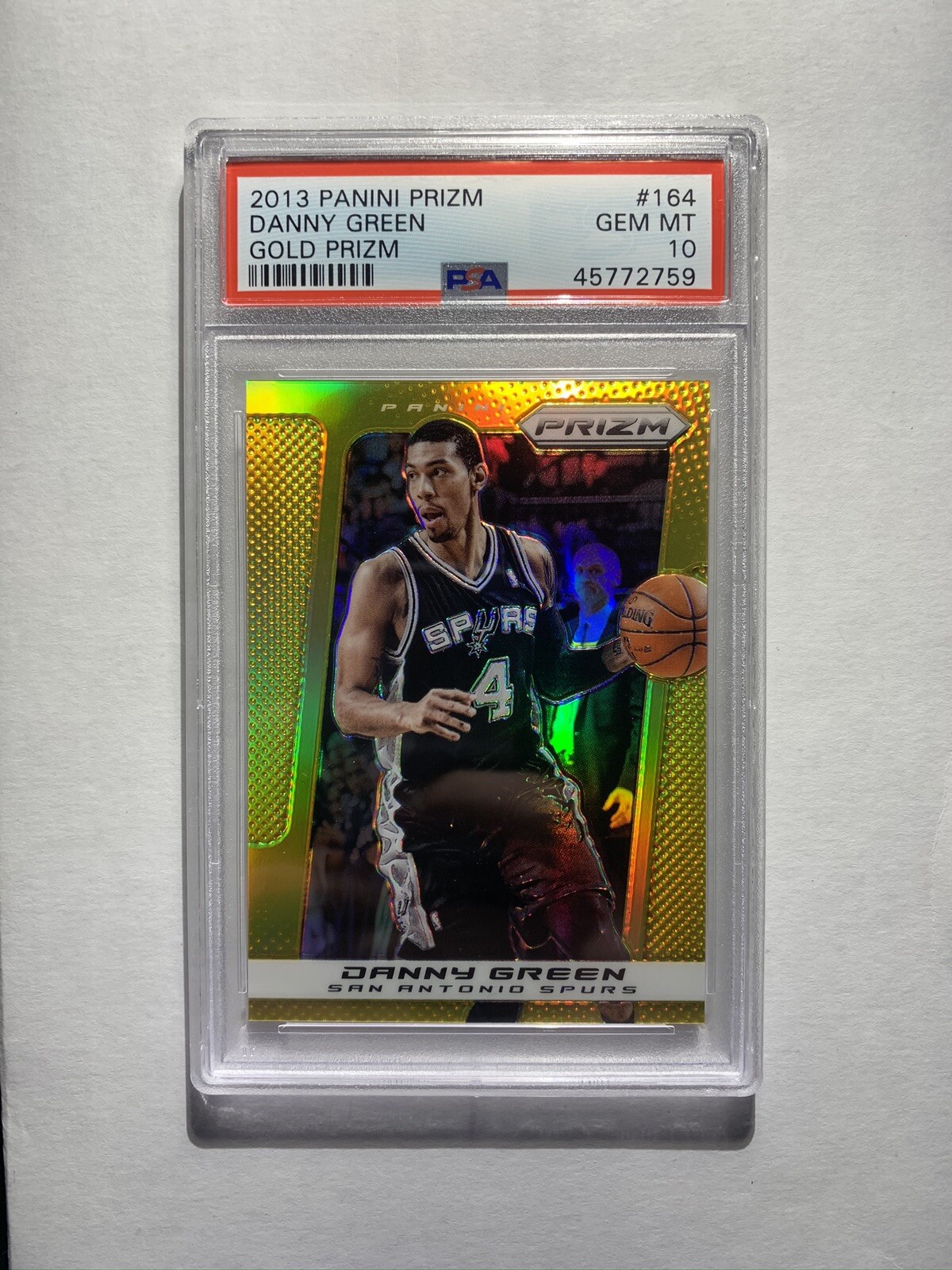 2013-14 Panini Prizm Danny Green #164 Gold Prizms #07/10 PSA 10 Gem Mint Spurs