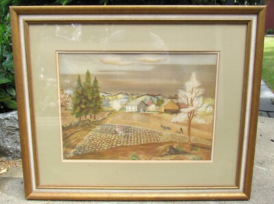 RARE ANTIQUE EMIL GANSO ''SPRING'' AQUATINT ETCHING WPA EARLY NEW YORK WOODSTOCK