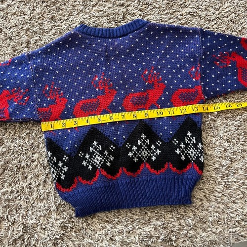 Vintage 70's Kids Nordic Reindeer Acrylic Winter Sweater Size Small 5 - Picture 5 of 6