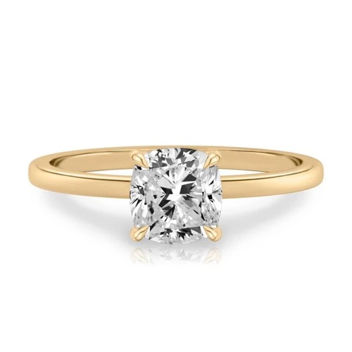 14k Yellow Gold IGI Certified Lab Grown Cushion Cut 1.40Ct Diamond Wedding Ring - Picture 4 of 8