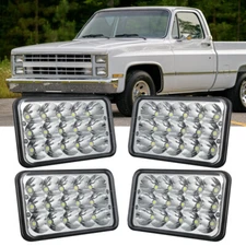 4PCS 4X6" LED Headlights Hi/Low Sealed Beam For Chevy C10 Pickup Truck 1981-1987