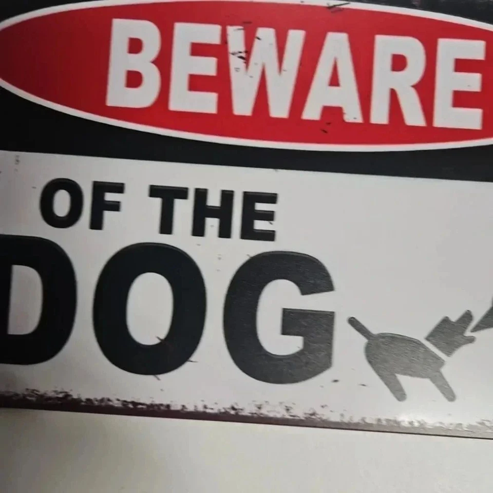 Beware of Dog Metal Sign Funny Vintage Style Tin Warning Plaque 8x12 Wall Decor - Image 3 of 4