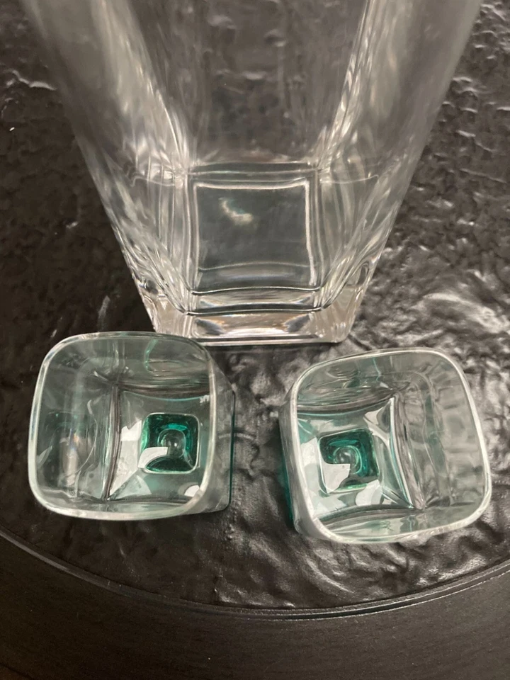 Raro MCM Luigi Bormioli Light & Music Set Decantador de turquesa y 2 vasos de chupito Foto 3 de 4