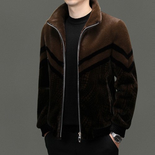 Winter Gold Mink Hooded Jacket Men Plus Velvet Warm Business Thickened Fur Coat - Picture 3 of 21