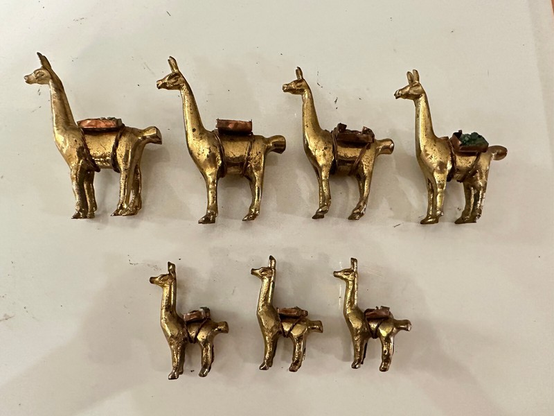 Solid Brass Llama Alpaca  Figurine Peru   Mini Vintage