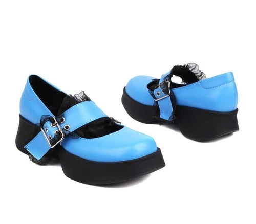 Damenschuhe Mary Janes bequeme Retro-Pumps rund geschnitten Schnalle Plateau Halbschuhe - Bild 8 von 14