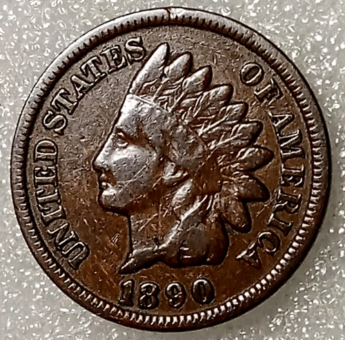 1890 Indian Head Cent VF IHC Penny Type Coin Free Ship