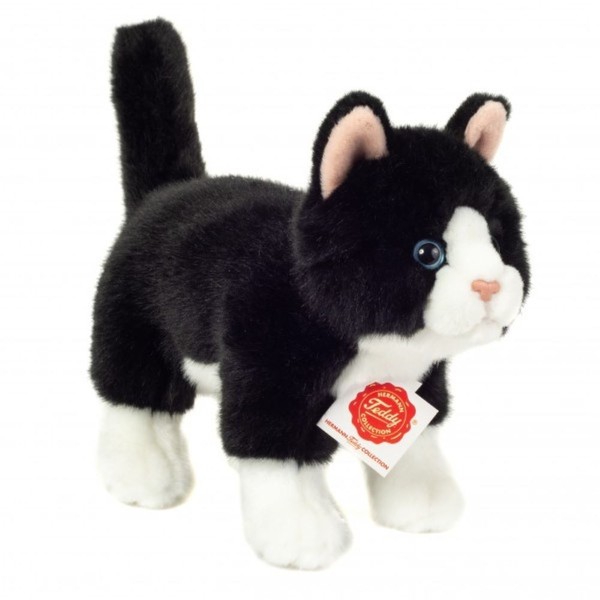 Teddy Hermann Kuscheltier Katze Schwarz-Weiß Stehend 20 Cm PlüSchkatze KäTzchen-image