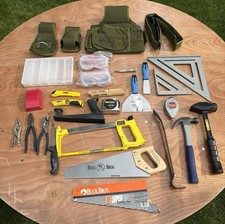 Military Carpenter Tool Kit Lot: Starrett, Estwing Hammer Kipper Belt Pouches++