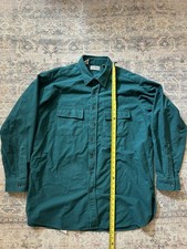 LL Bean Chamois Cloth Shirt Mens Tall Green Flannel Button Up Made in USA