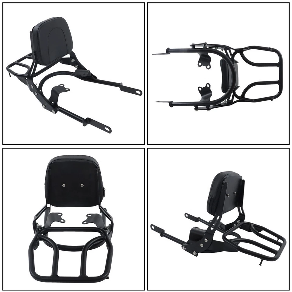 For Bonneville T100 T120/Black Backrest Sissy Bar w/ Luggage Rack 2016-2024 US Foto 4 de 4