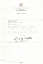 RAUL H. CASTRO - TYPED LETTER SIGNED 03/31/1976