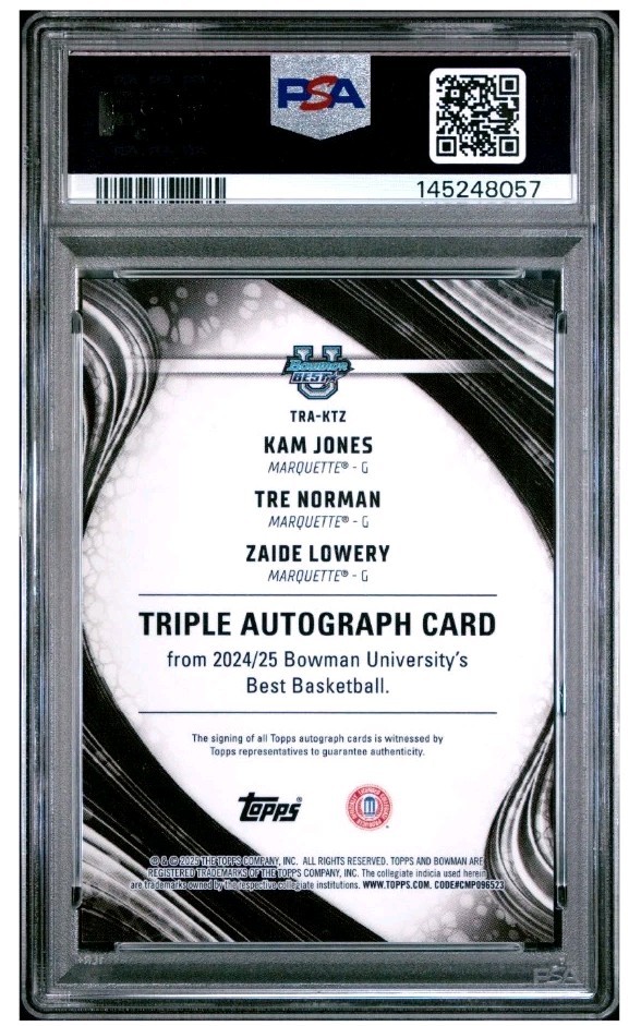 2024-25 Bowman University Best - Triple Autographs Kam Jones