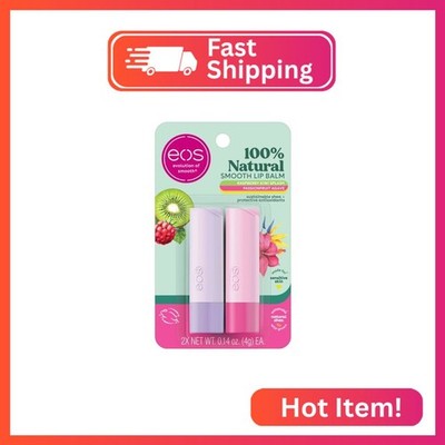 eos 100% Natural Lip Balm, Raspberry Kiwi Splash & Passionfruit Agave, All-Day M