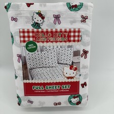 Sanrio Hello Kitty And Friends Full Size Sheet Set Christmas Wreaths NEW