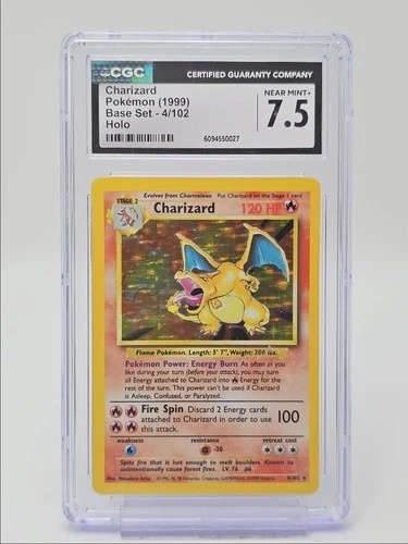 CHARIZARD 1999 POKEMON BASE SET HOLO RARE 4/102 CGC 7.5 Q0481