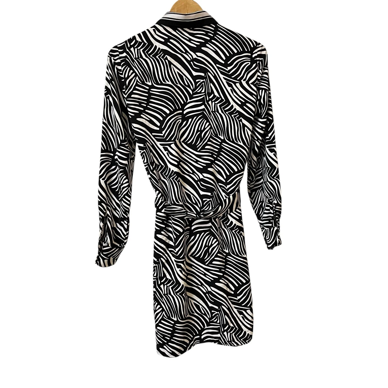 Abito Michael Kors stampa zebrata bottoni cintura manica lunga taglia small